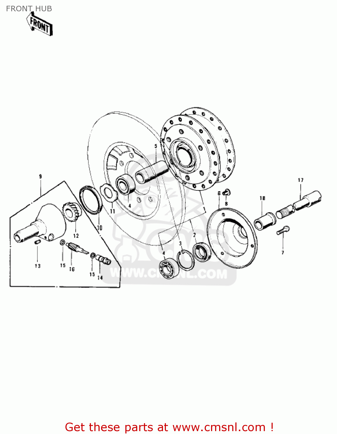 FRONT HUB Z1B 1975 USA CANADA