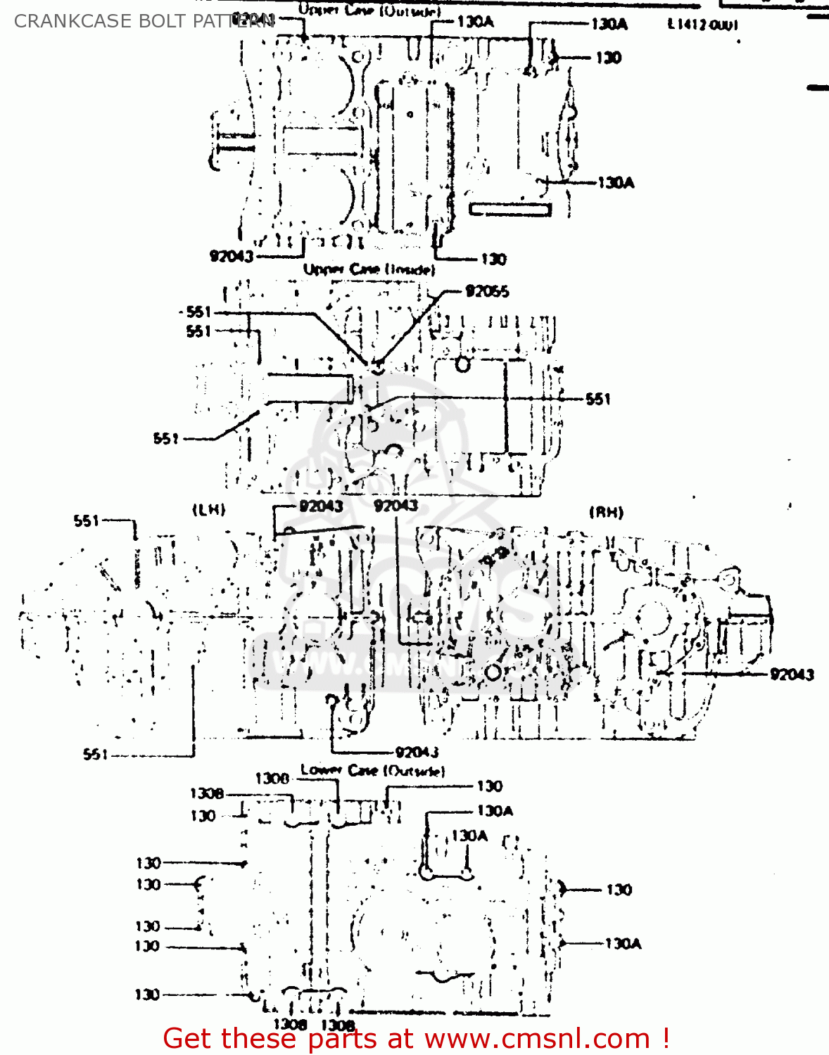 CRANKCASE BOLT PATTERN Z440D6 1984 EUROPE UK SD WG