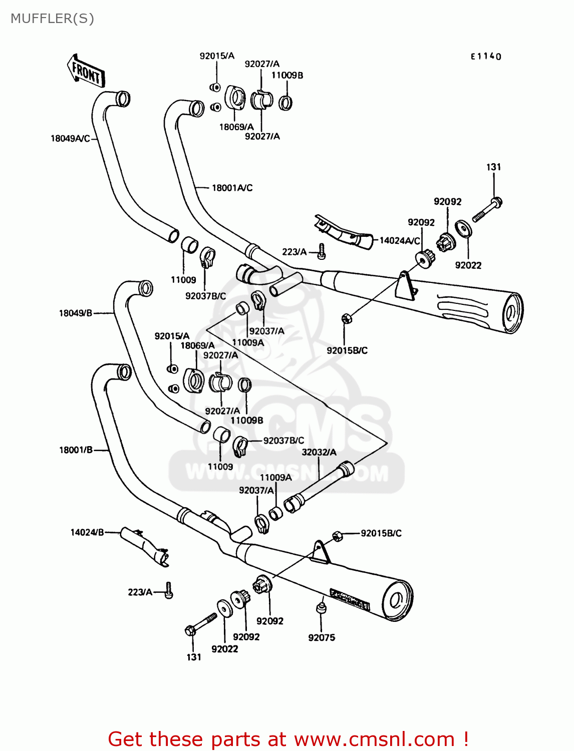 MUFFLER(S) Z550G1 GT550 1983 EUROPE UK FR FG IT SD