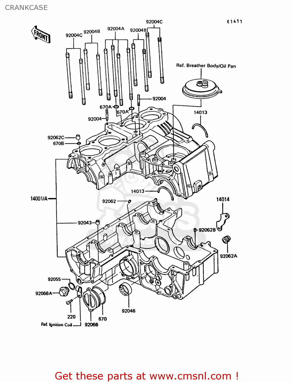 CRANKCASE Z550G1 GT550 1983 EUROPE UK FR FG IT SD