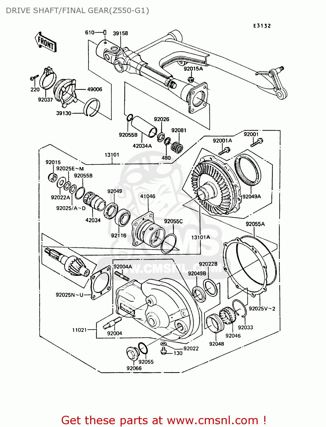 DRIVE SHAFT/FINAL GEAR(Z550-G1) Z550G1 GT550 1983 EUROPE UK FR FG IT SD