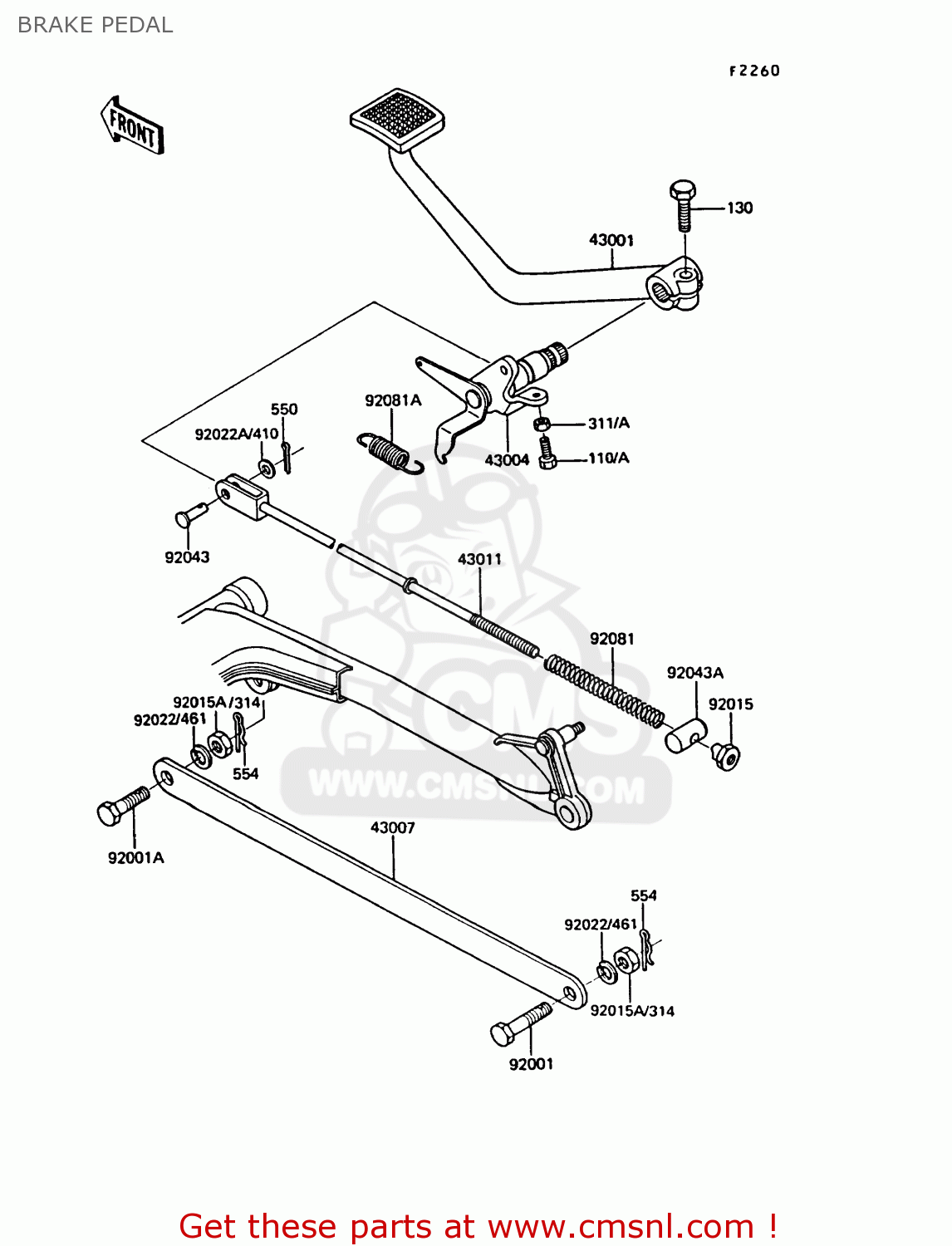 BRAKE PEDAL Z550G1 GT550 1983 EUROPE UK FR FG IT SD