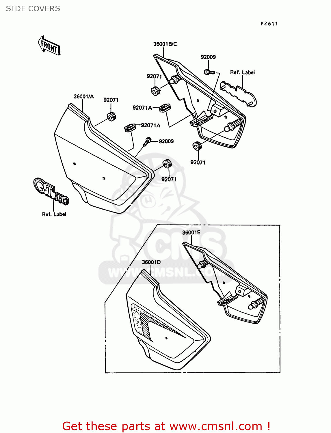 SIDE COVERS Z550G1 GT550 1983 EUROPE UK FR FG IT SD