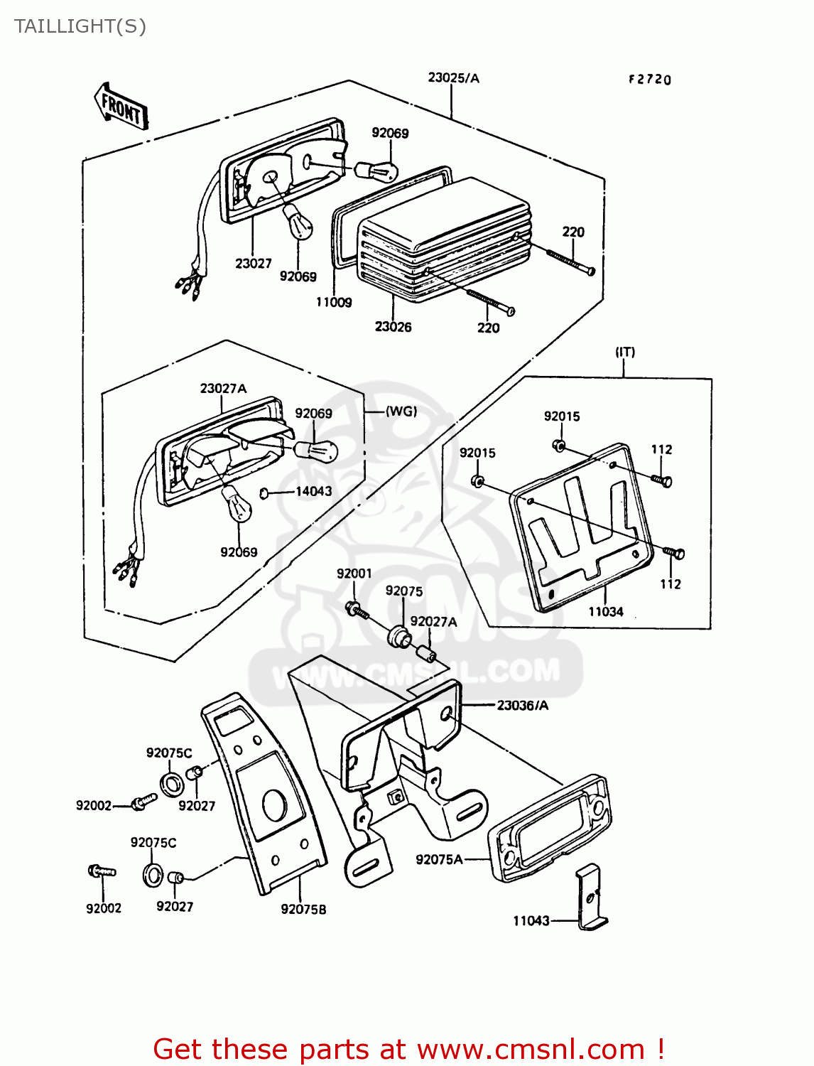TAILLIGHT(S) Z550G1 GT550 1983 EUROPE UK FR FG IT SD
