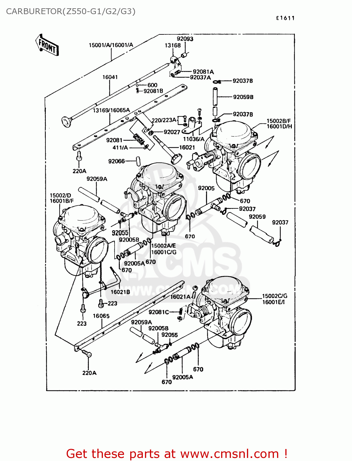 CARBURETOR(Z550-G1/G2/G3) Z550G2 GT550 1984 UNITED KINGDOM FR FG