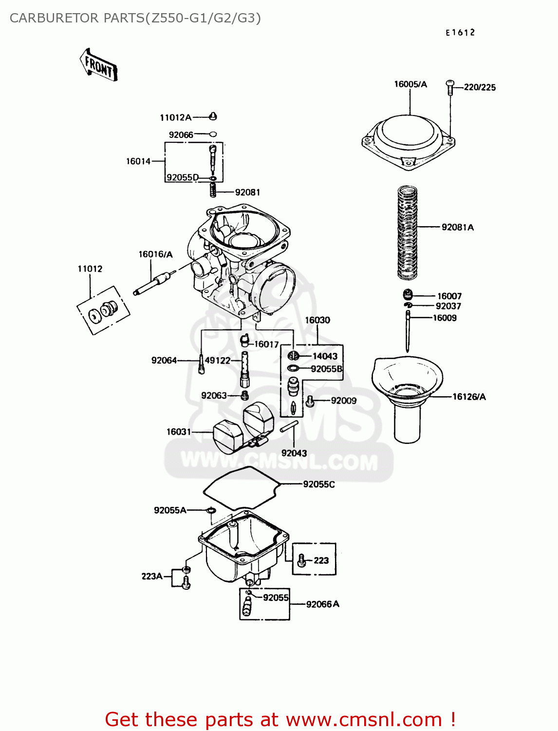 CARBURETOR PARTS(Z550-G1/G2/G3) Z550G2 GT550 1984 UNITED KINGDOM FR FG