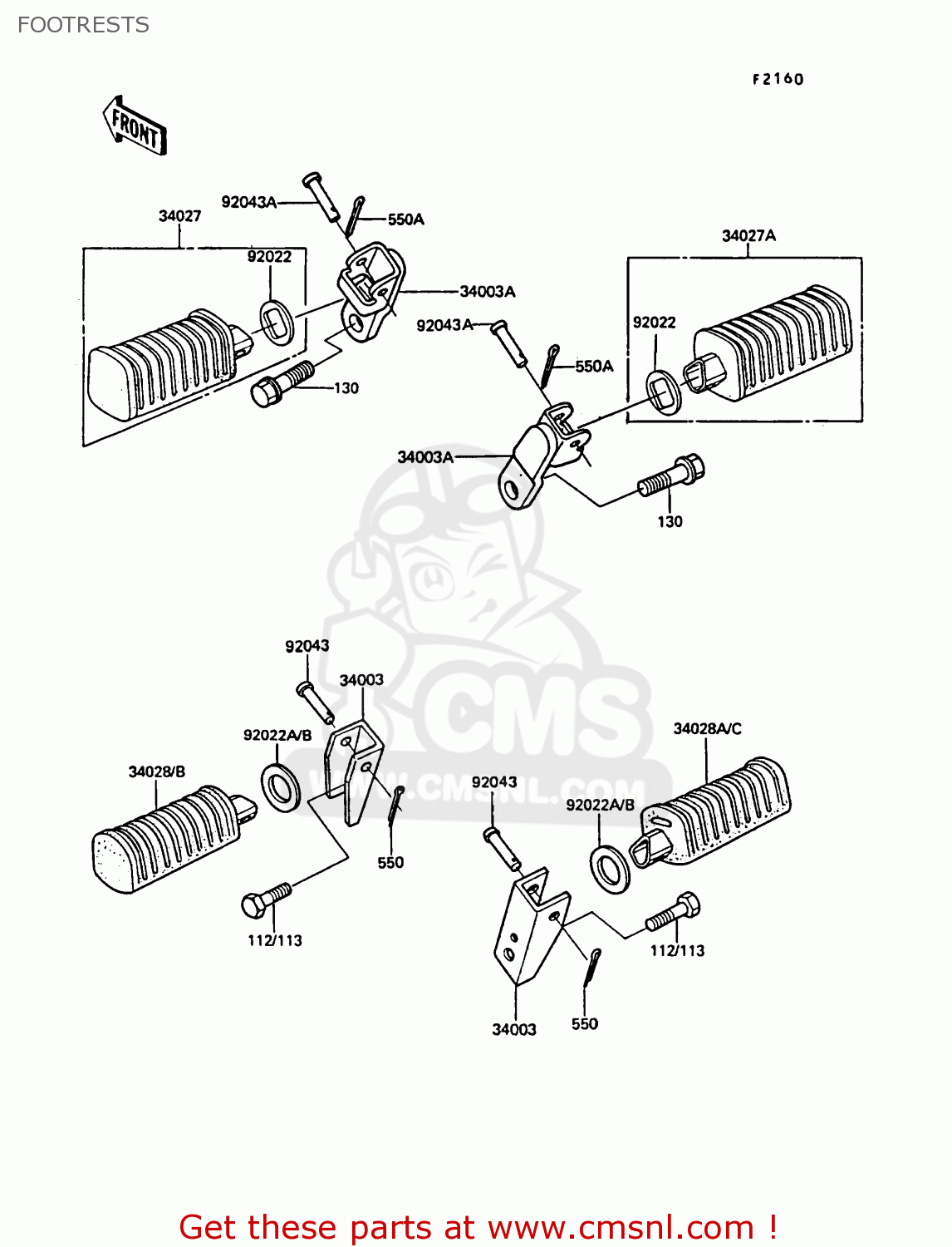 FOOTRESTS Z550G2 GT550 1984 UNITED KINGDOM FR FG