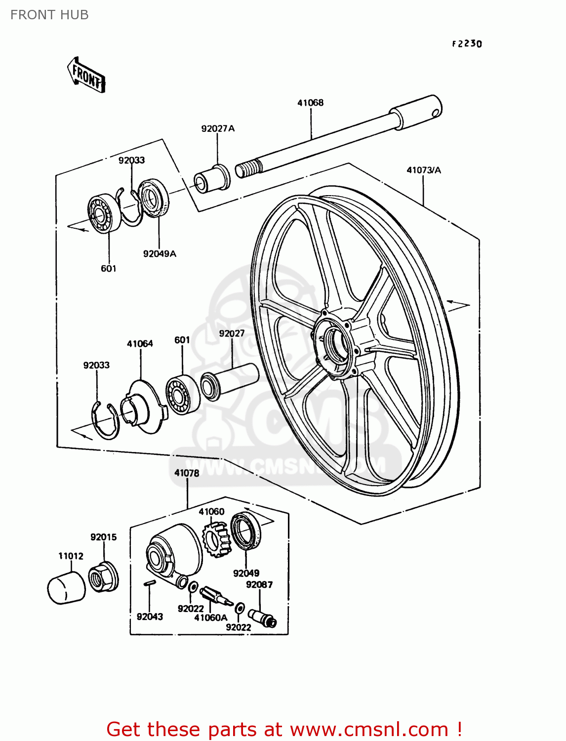 FRONT HUB Z550G2 GT550 1984 UNITED KINGDOM FR FG