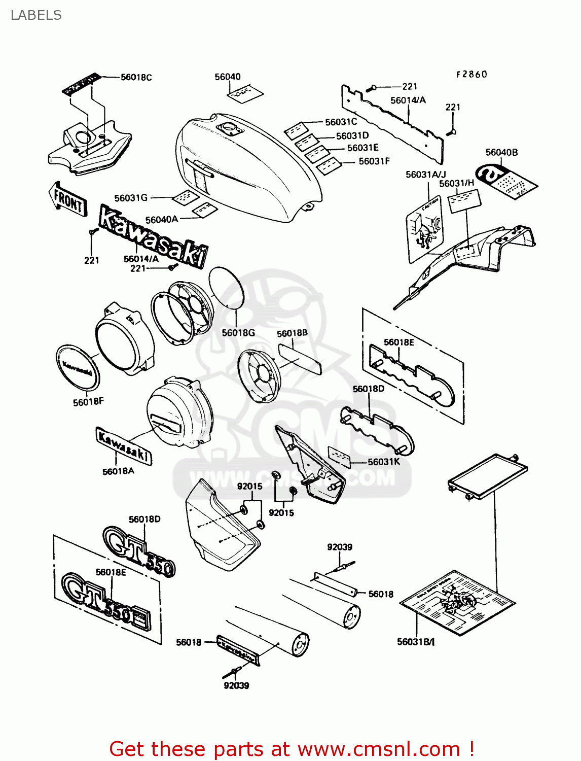 LABELS Z550G2 GT550 1984 UNITED KINGDOM FR FG