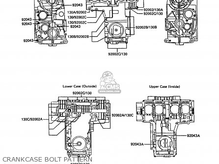 CRANKCASE BOLT PATTERN - Z550G4 GT550 1987 UNITED KINGDOM FG