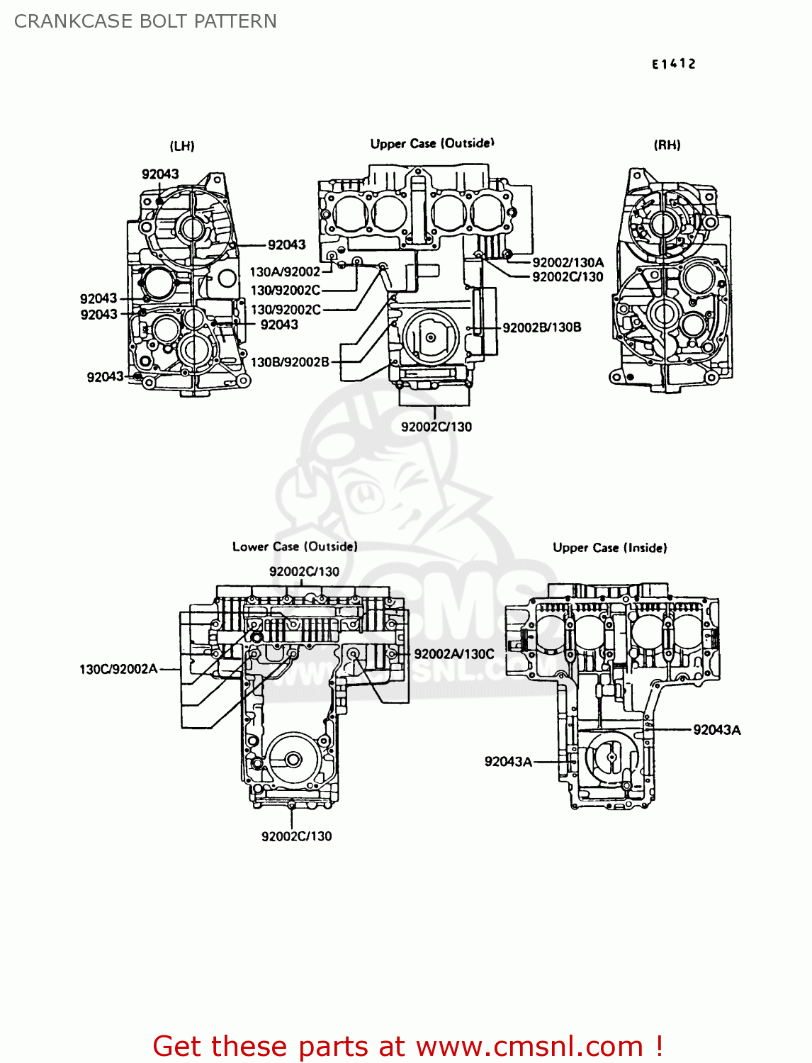 CRANKCASE BOLT PATTERN Z550G5 GT550 1988 SWEDEN FG