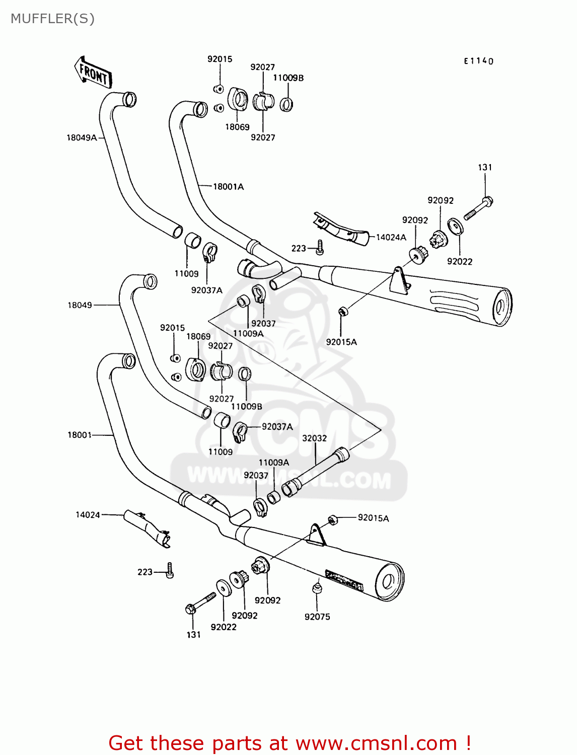 MUFFLER(S) Z550G6 GT550 1989 EUROPE FG SP