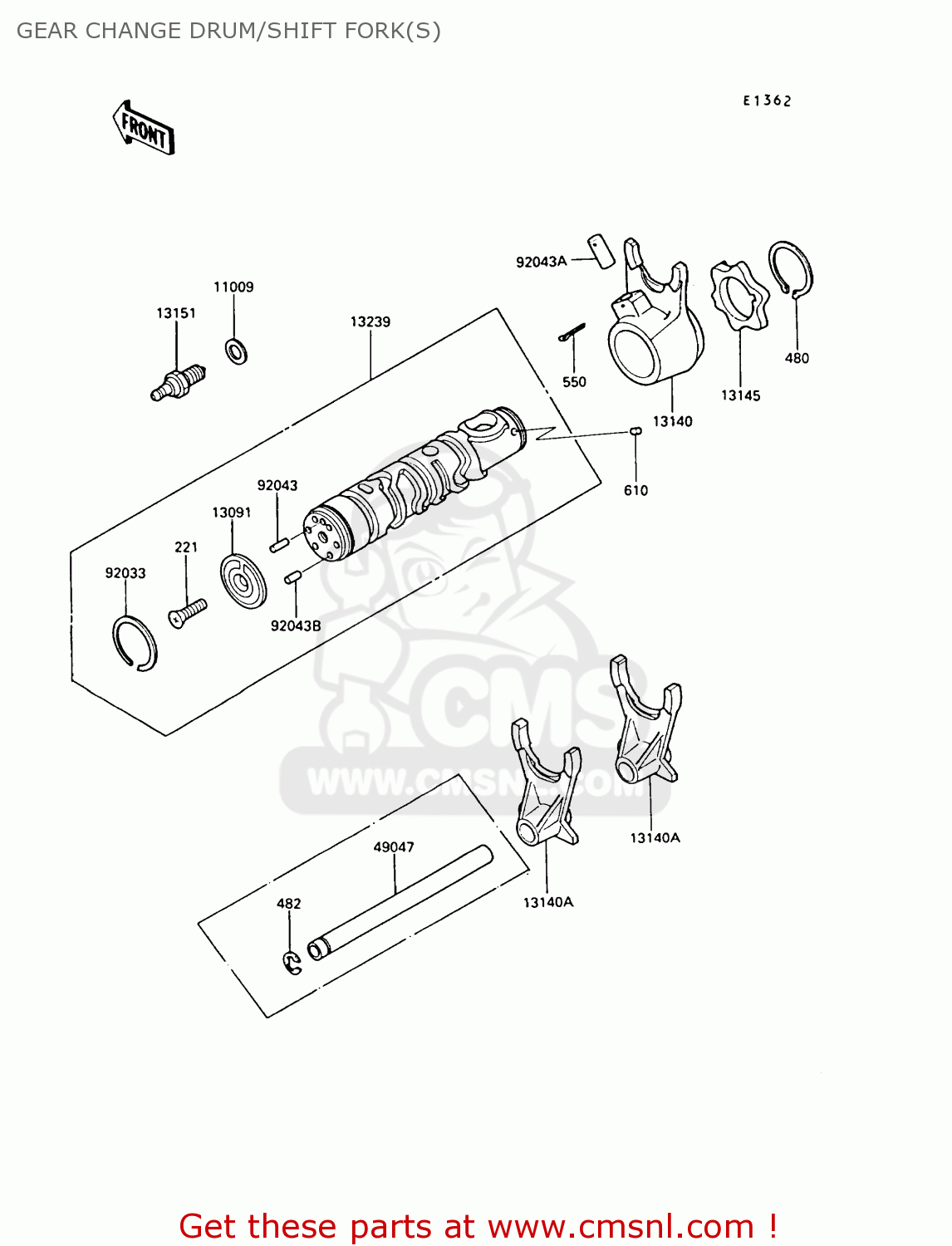 GEAR CHANGE DRUM/SHIFT FORK(S) Z550G6 GT550 1989 EUROPE FG SP