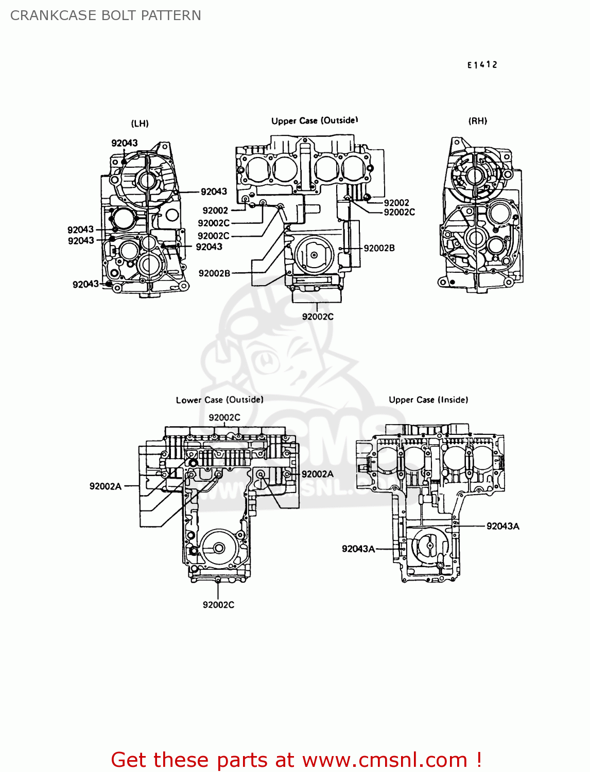 CRANKCASE BOLT PATTERN Z550G6 GT550 1989 EUROPE FG SP