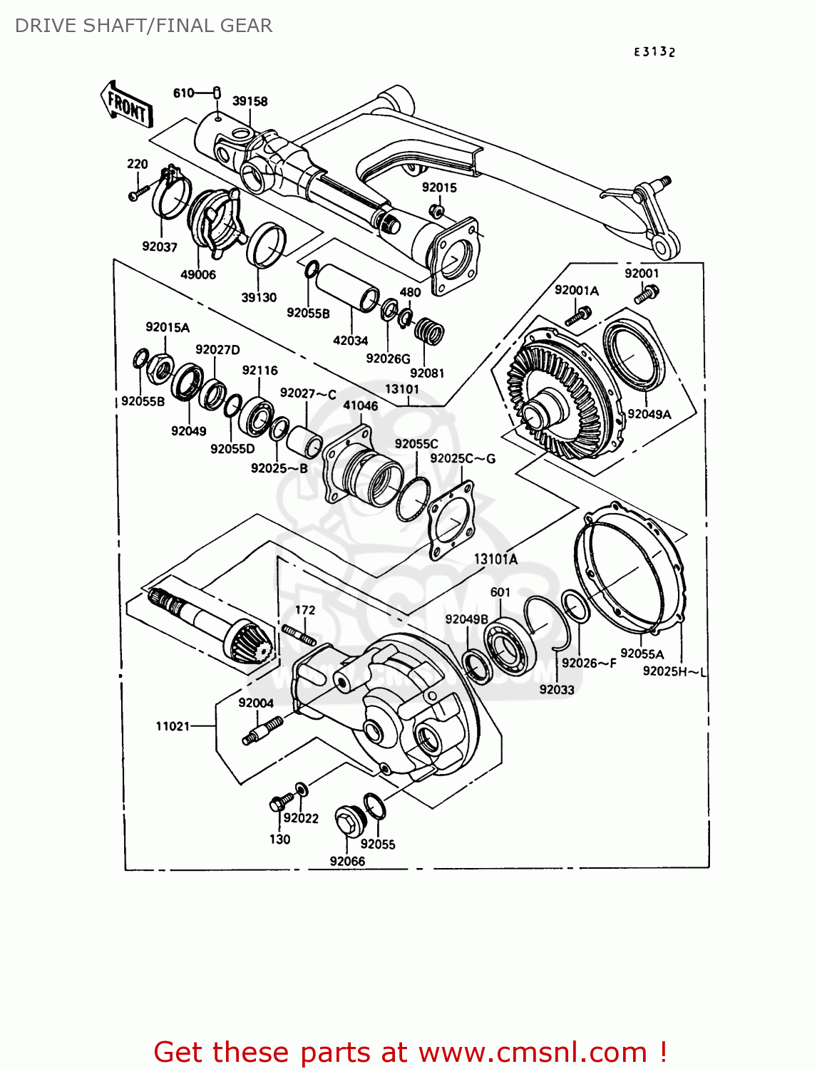 DRIVE SHAFT/FINAL GEAR Z550G6 GT550 1989 EUROPE FG SP