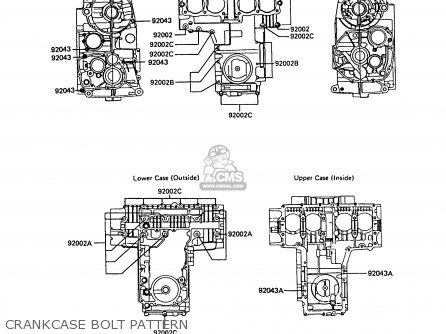CRANKCASE BOLT PATTERN - Z550G6 GT550 1989 EUROPE FG SP