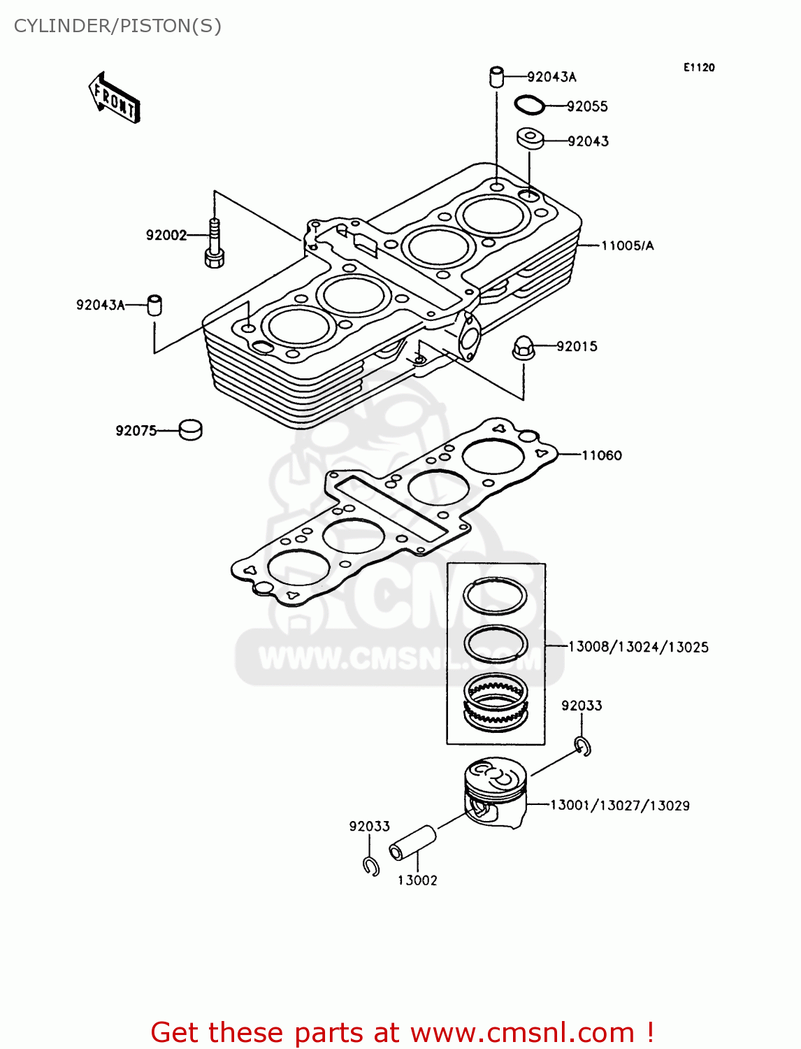CYLINDER/PISTON(S) Z550G7 GT550 1991 EUROPE UK SD SP