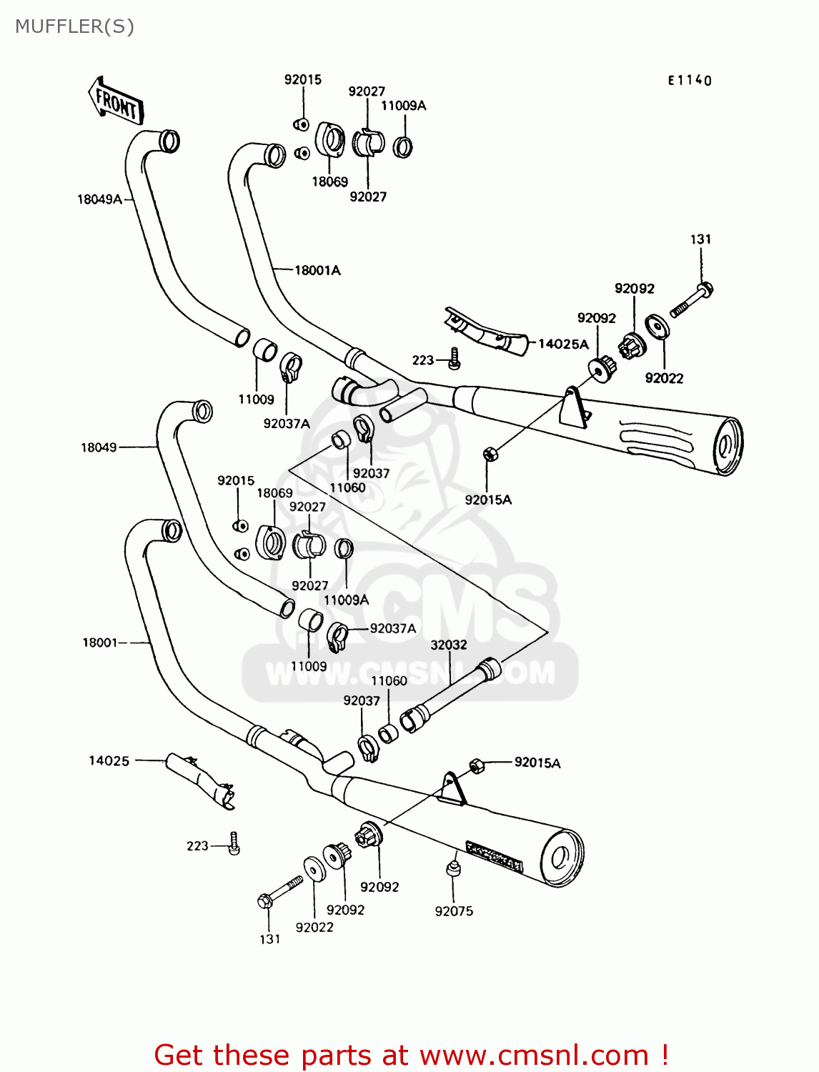 MUFFLER(S) Z550G7 GT550 1991 EUROPE UK SD SP