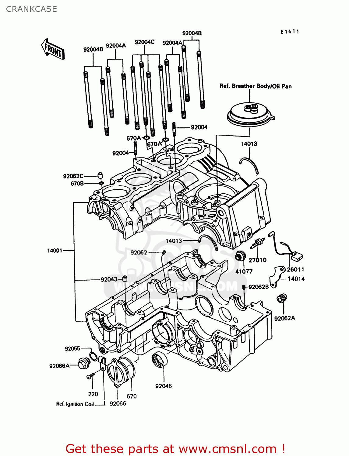 CRANKCASE Z550G7 GT550 1991 EUROPE UK SD SP