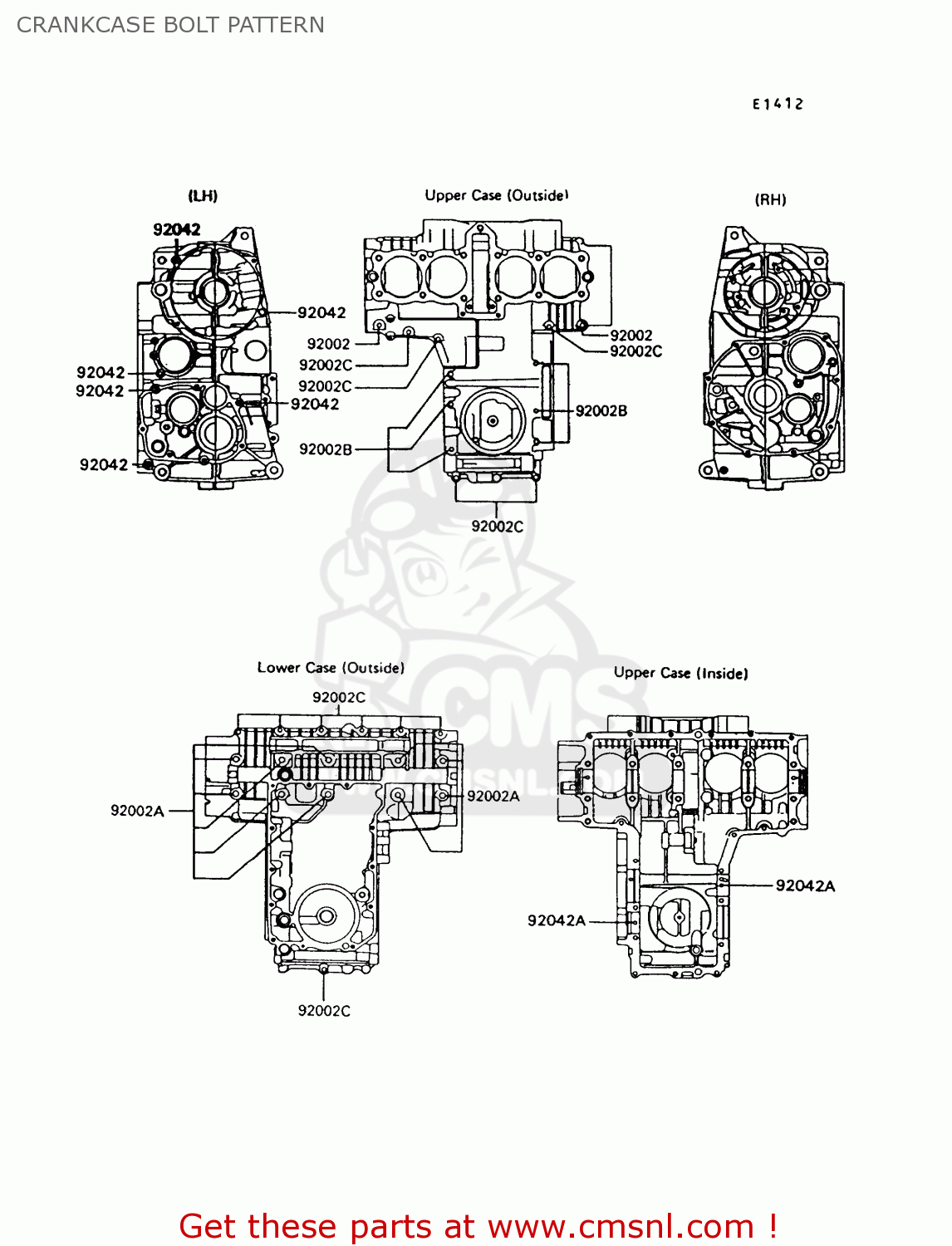 CRANKCASE BOLT PATTERN Z550G7 GT550 1991 EUROPE UK SD SP