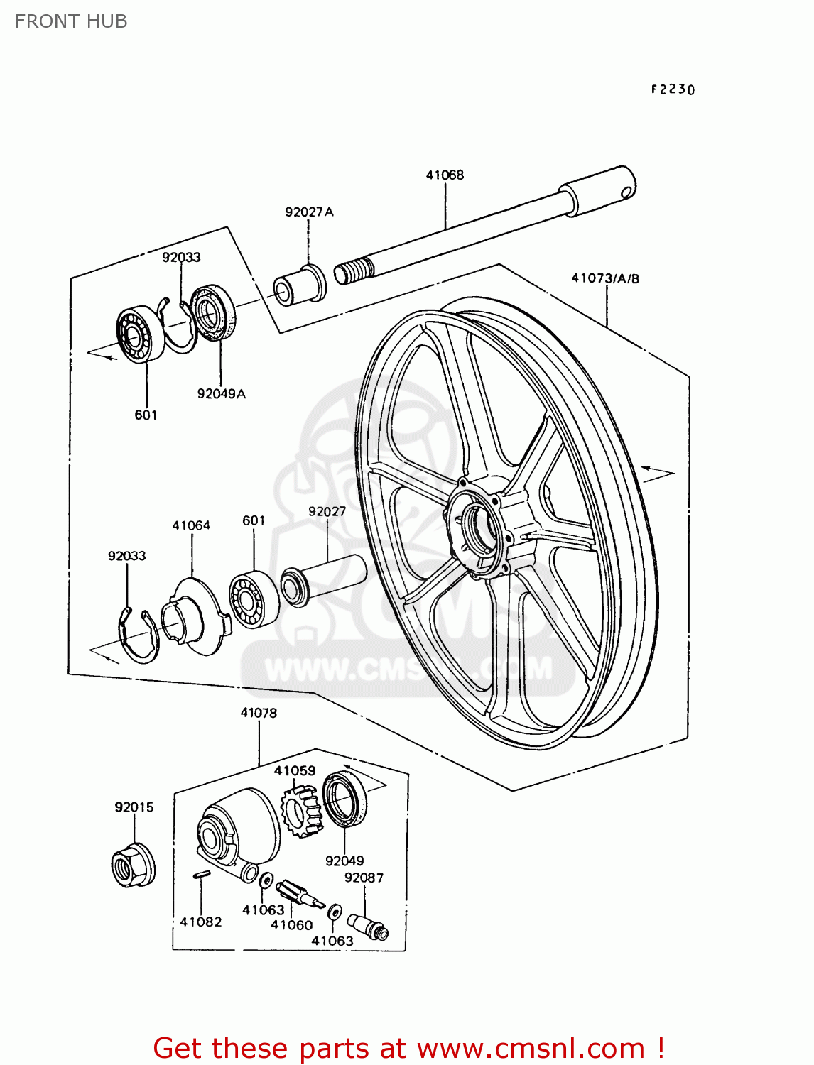 FRONT HUB Z550G7 GT550 1991 EUROPE UK SD SP