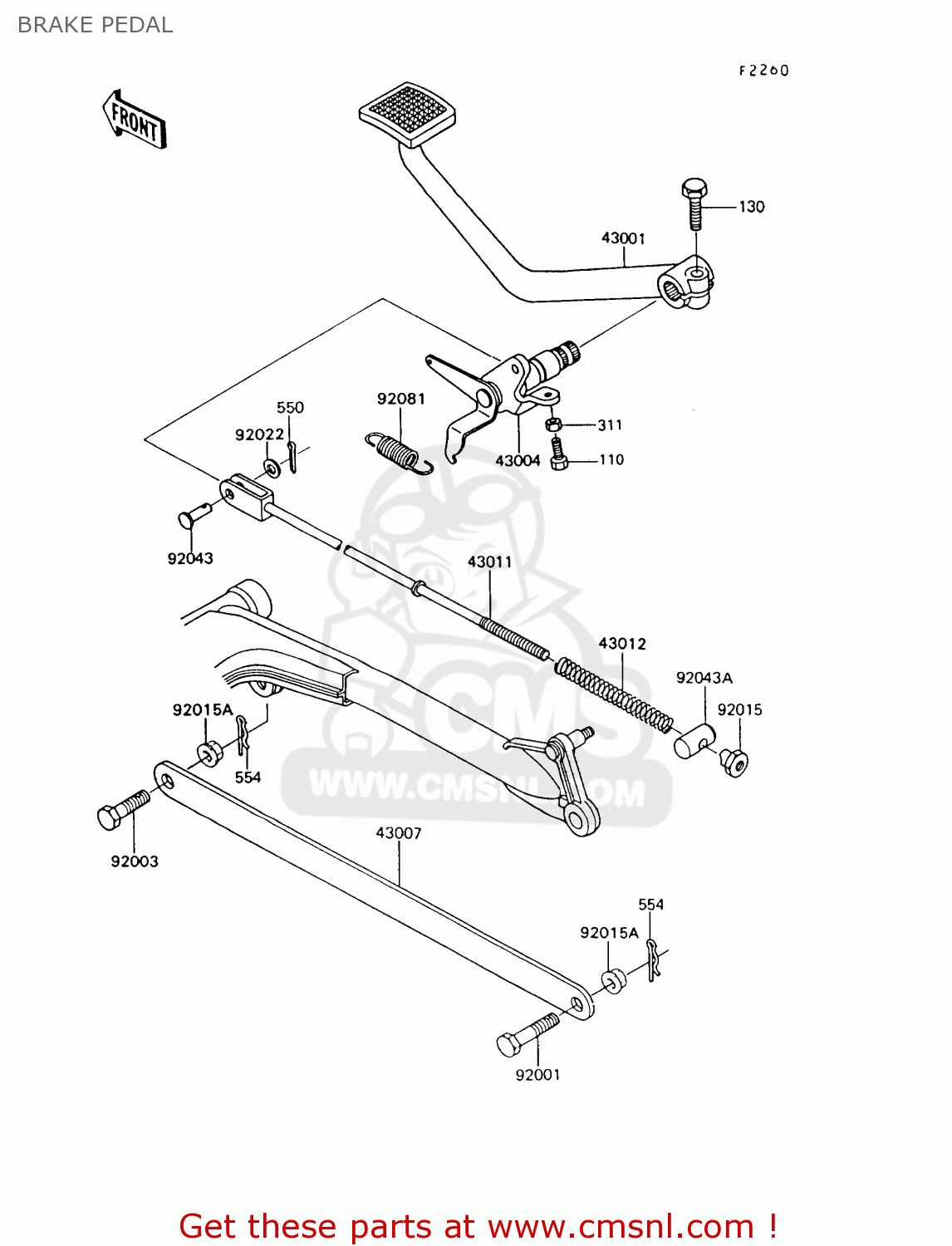 BRAKE PEDAL Z550G7 GT550 1991 EUROPE UK SD SP