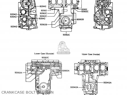 CRANKCASE BOLT PATTERN - Z550G7 GT550 1991 EUROPE UK SD SP