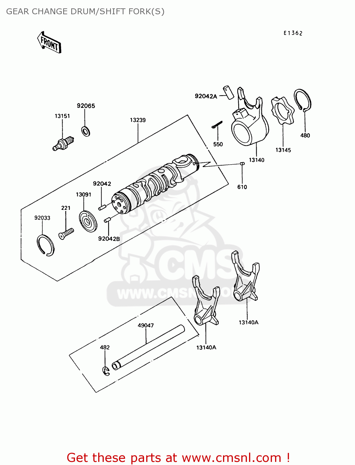 GEAR CHANGE DRUM/SHIFT FORK(S) Z550G9 GT550 1994 UNITED KINGDOM