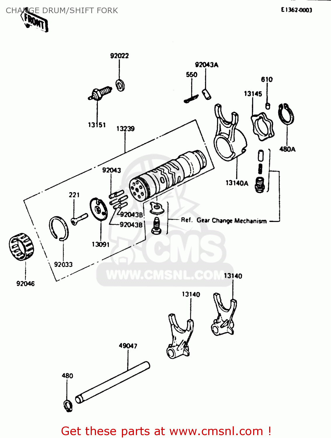 CHANGE DRUM/SHIFT FORK Z750L4 1984 EUROPE UK FR SD WG