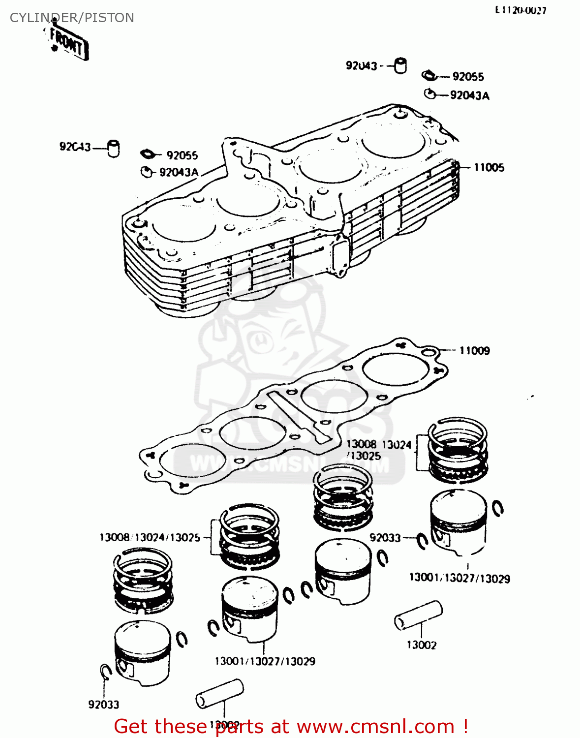 CYLINDER/PISTON Z750L4 1984 EUROPE UK FR SD WG