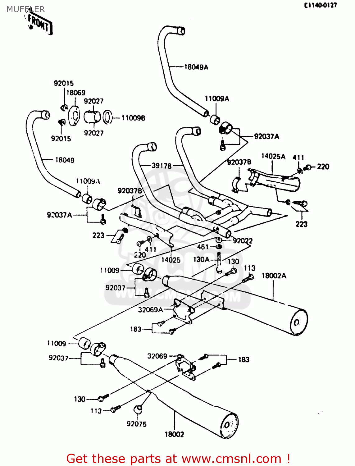 MUFFLER Z750L4 1984 EUROPE UK FR SD WG