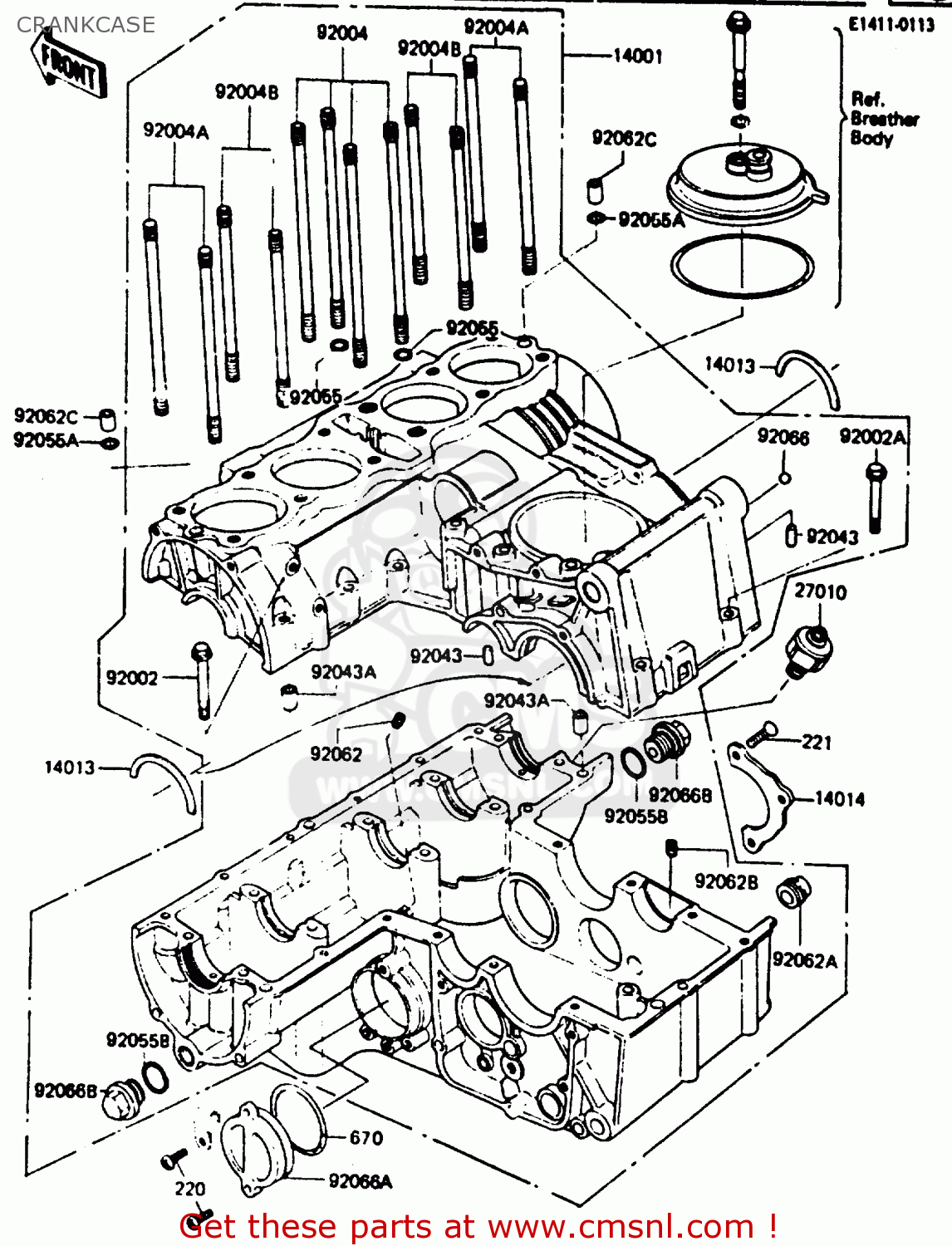 CRANKCASE Z750L4 1984 EUROPE UK FR SD WG