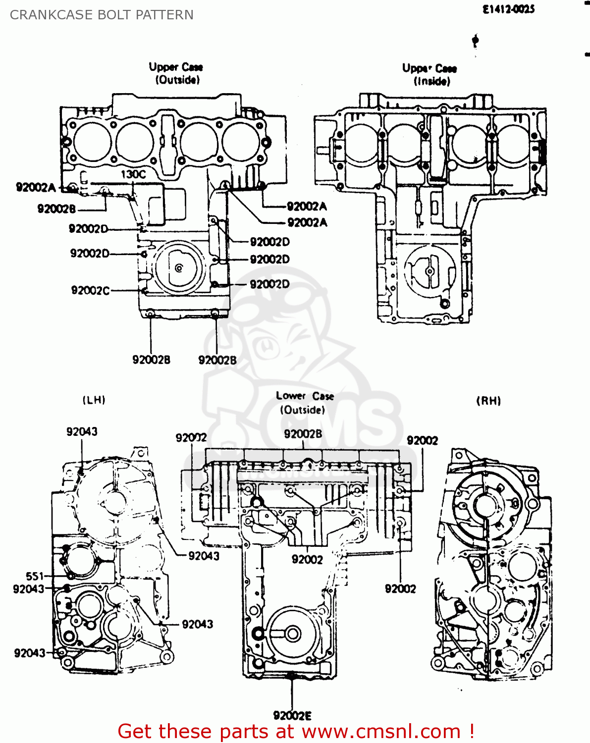 CRANKCASE BOLT PATTERN Z750L4 1984 EUROPE UK FR SD WG
