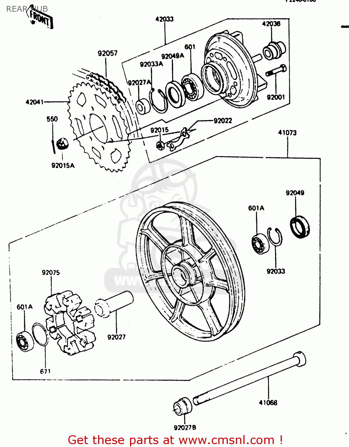REAR HUB Z750L4 1984 EUROPE UK FR SD WG