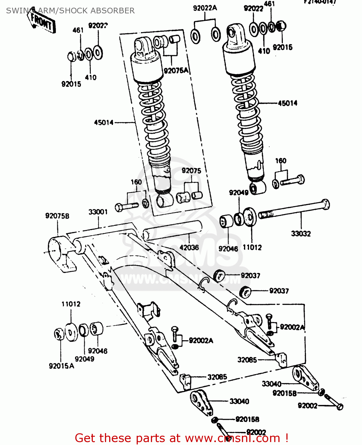 SWING ARM/SHOCK ABSORBER Z750L4 1984 EUROPE UK FR SD WG