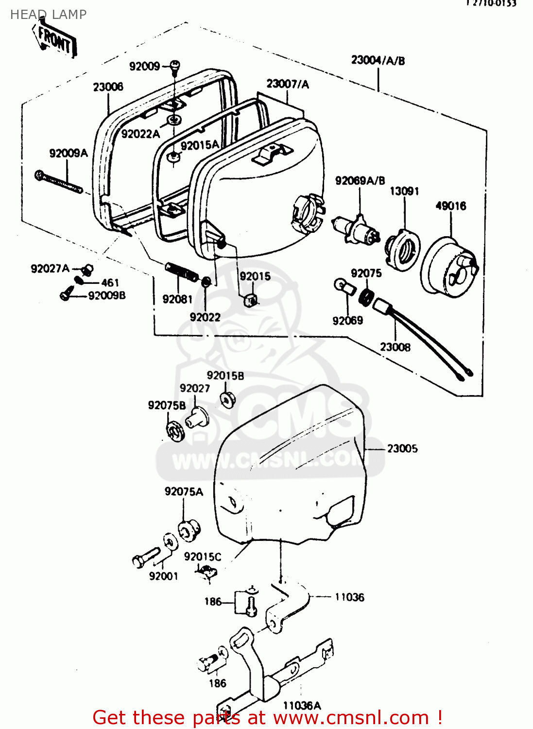 HEAD LAMP Z750L4 1984 EUROPE UK FR SD WG