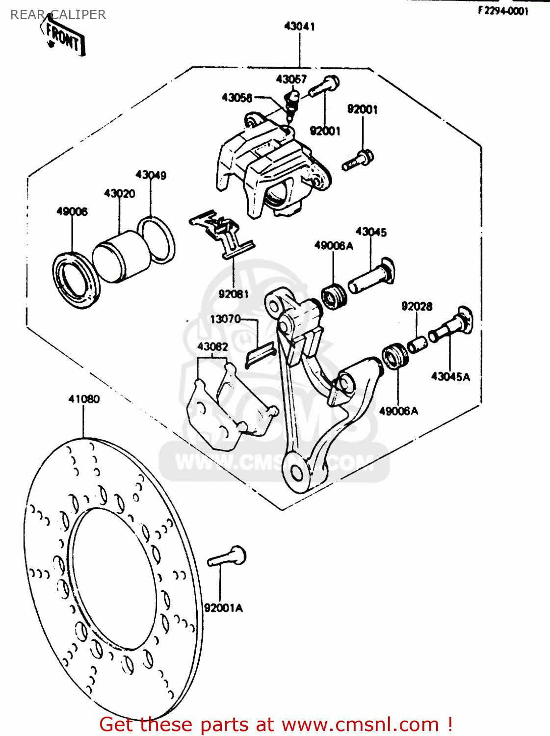 REAR CALIPER Z750L4 1984 EUROPE UK FR SD WG