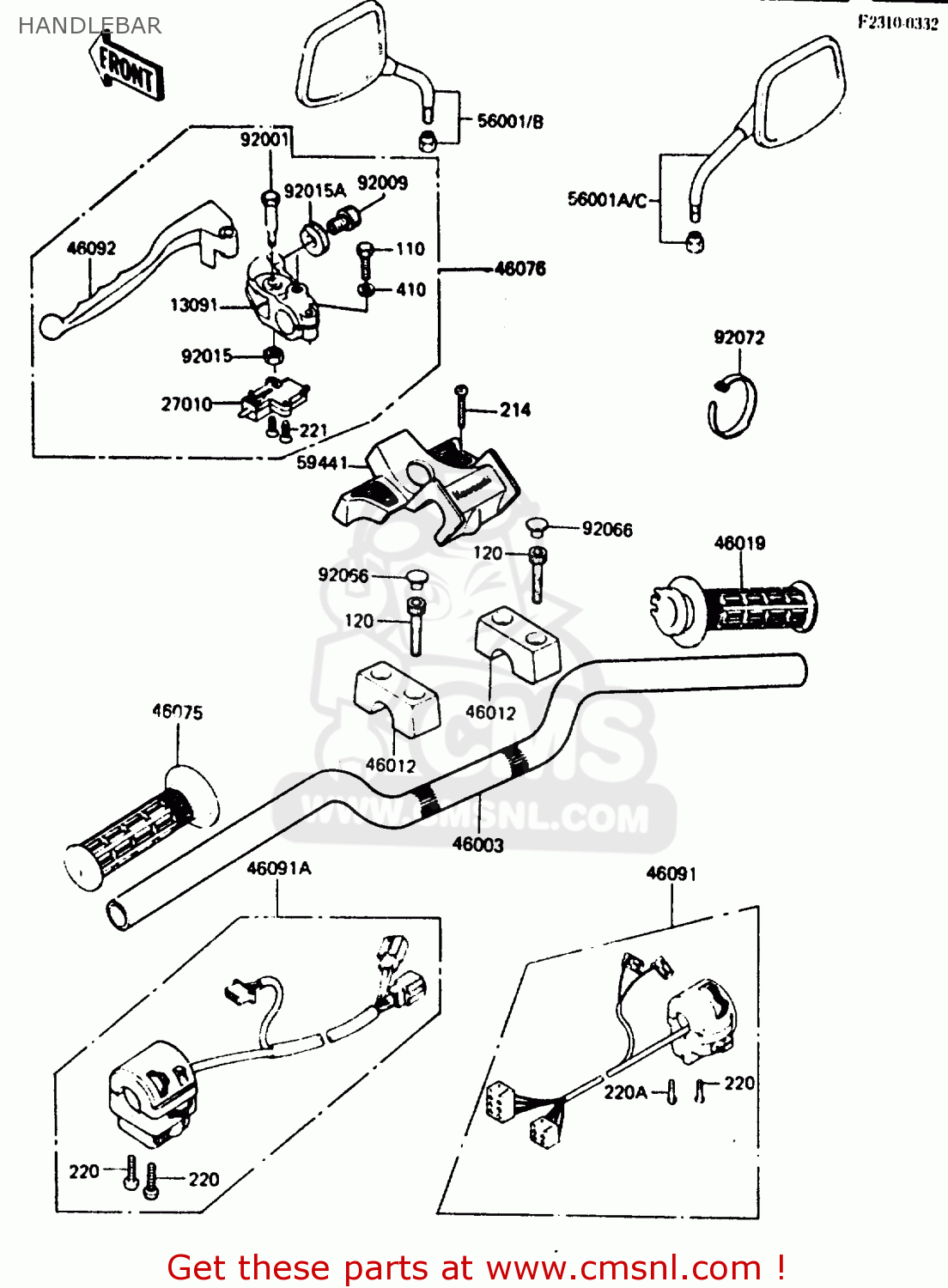 HANDLEBAR Z750L4 1984 EUROPE UK FR SD WG