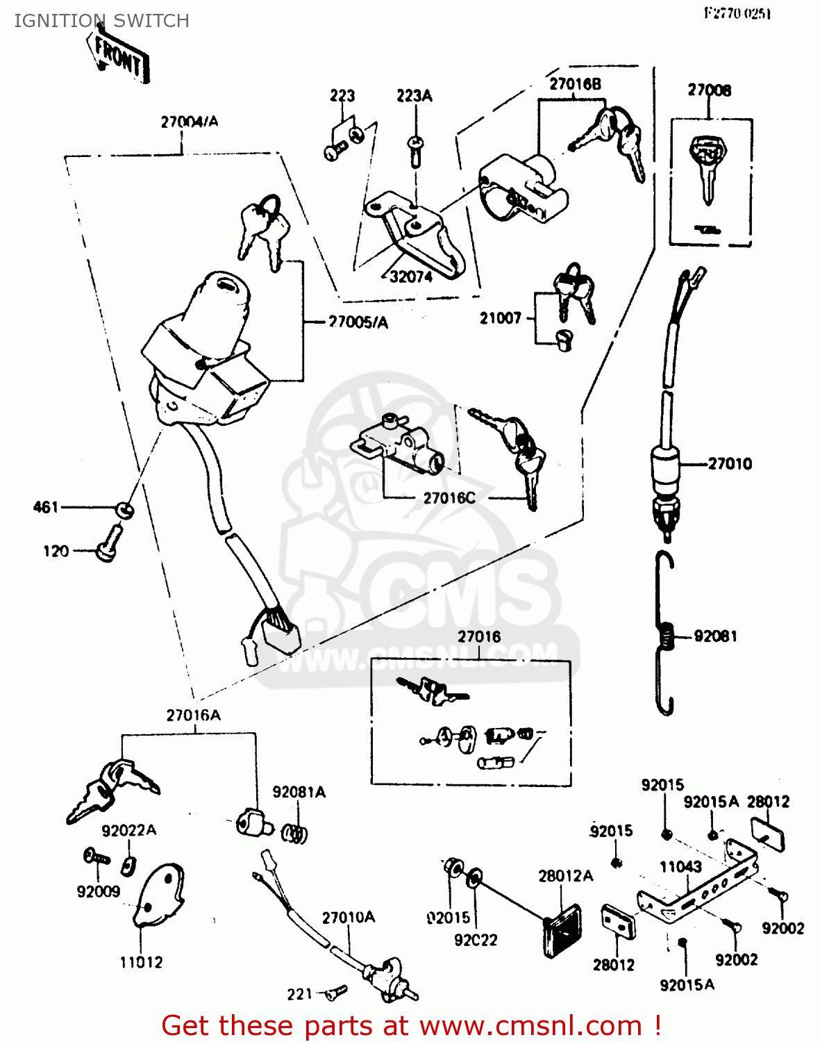IGNITION SWITCH Z750L4 1984 EUROPE UK FR SD WG