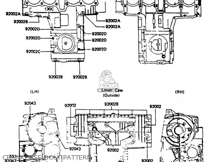 CRANKCASE BOLT PATTERN - Z750L4 1984 EUROPE UK FR SD WG