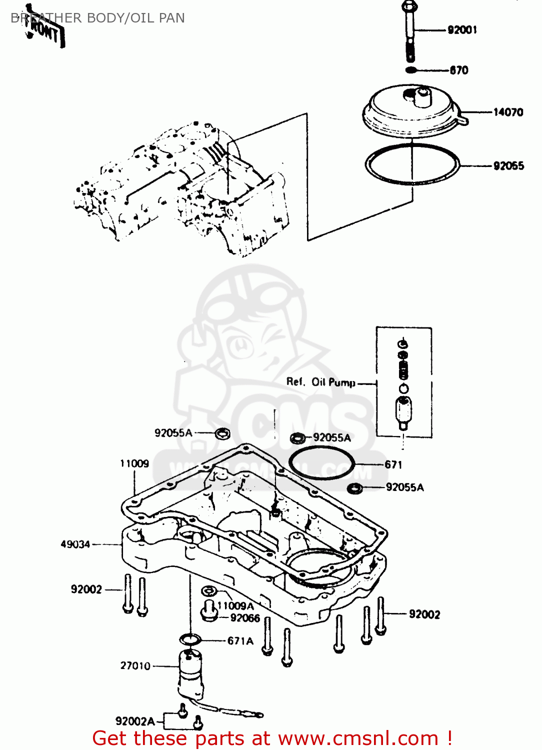 BREATHER BODY/OIL PAN Z750P4 1985 UNITED KINGDOM WG