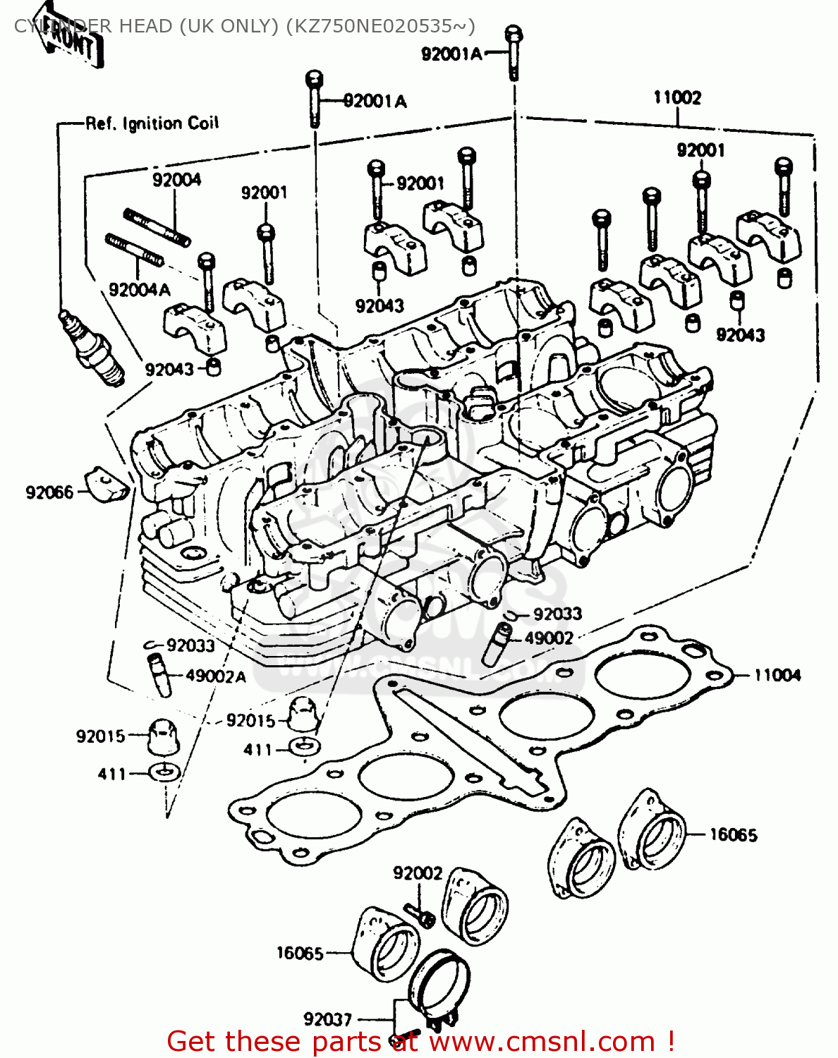 CYLINDER HEAD (UK ONLY) (KZ750NE020535~) Z750P5 1987 UNITED KINGDOM / MPH