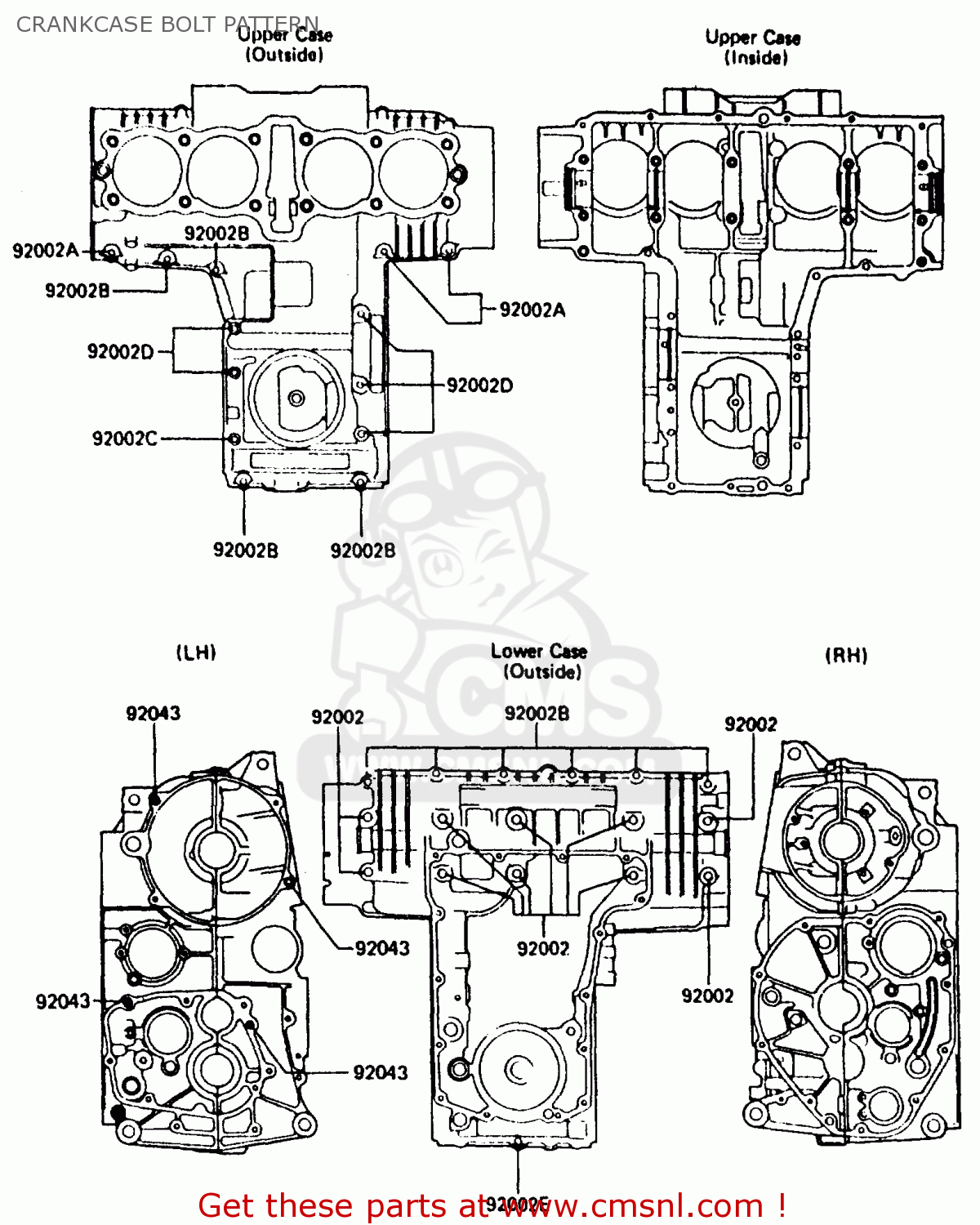 CRANKCASE BOLT PATTERN Z750P5 1987 UNITED KINGDOM / MPH