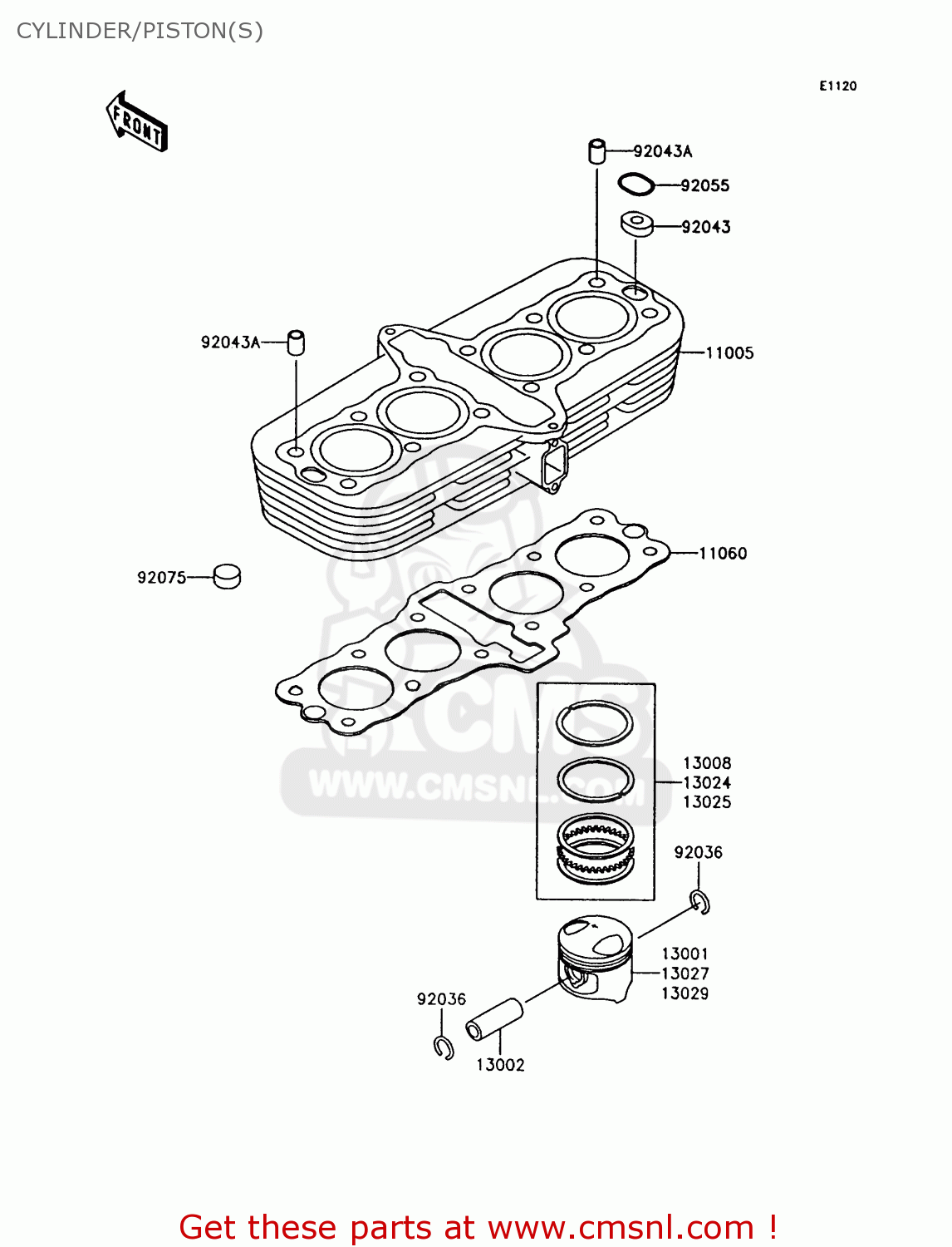 CYLINDER/PISTON(S) Z750P7 GT750 1992 EUROPE UK