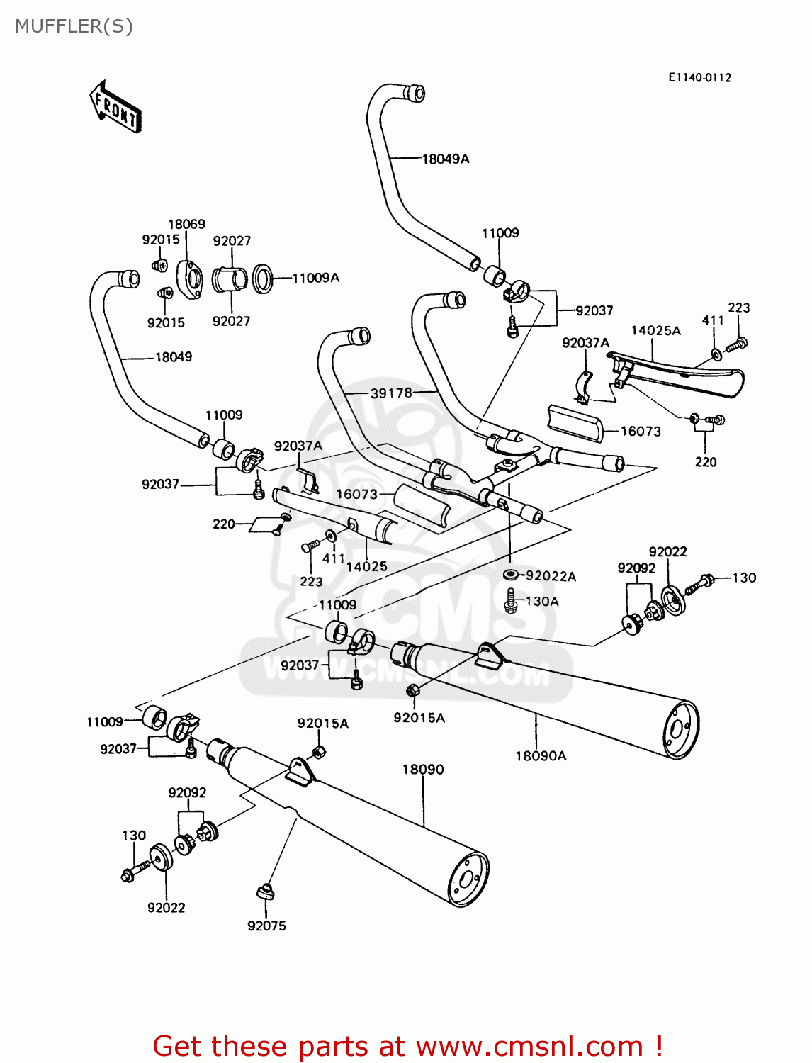 MUFFLER(S) Z750P7 GT750 1992 EUROPE UK