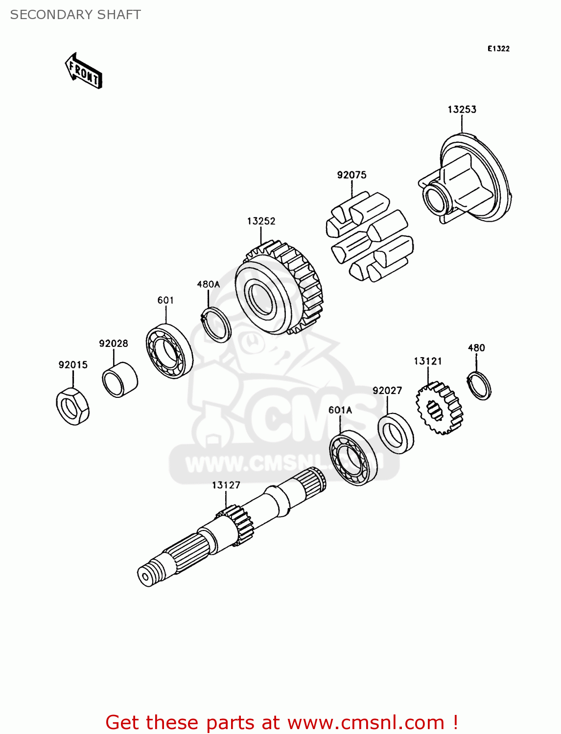 SECONDARY SHAFT Z750P7 GT750 1992 EUROPE UK