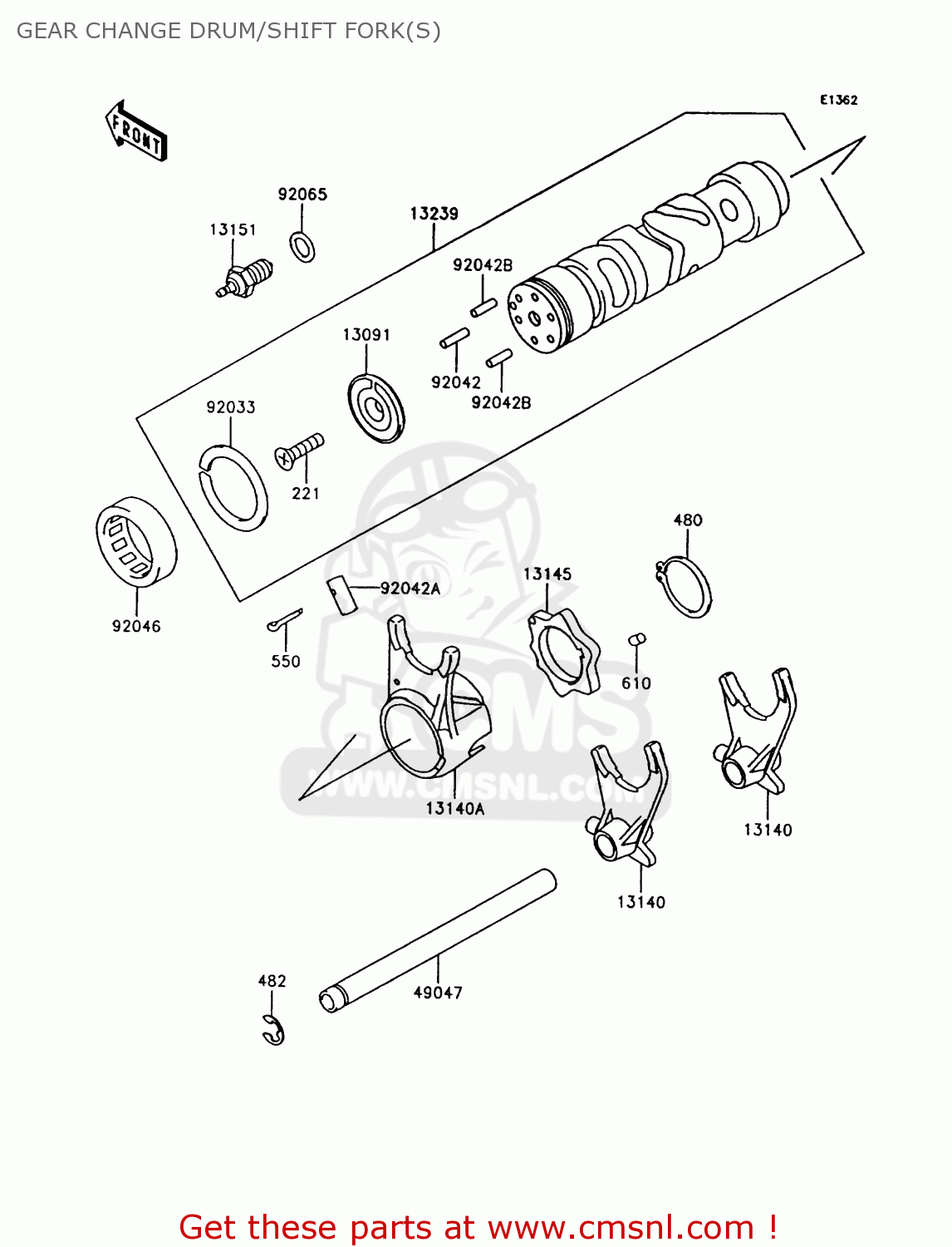 GEAR CHANGE DRUM/SHIFT FORK(S) Z750P7 GT750 1992 EUROPE UK