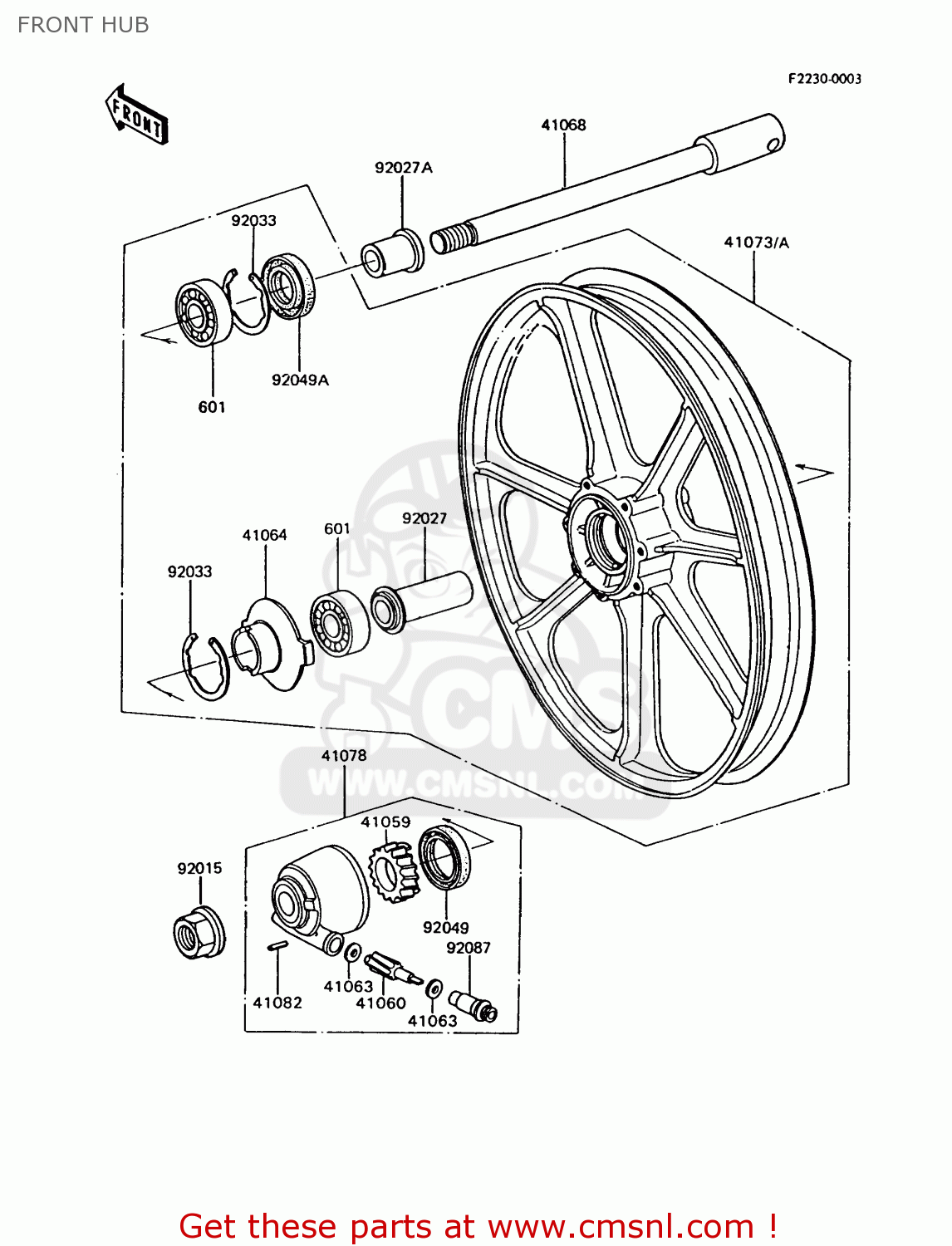 FRONT HUB Z750P7 GT750 1992 EUROPE UK