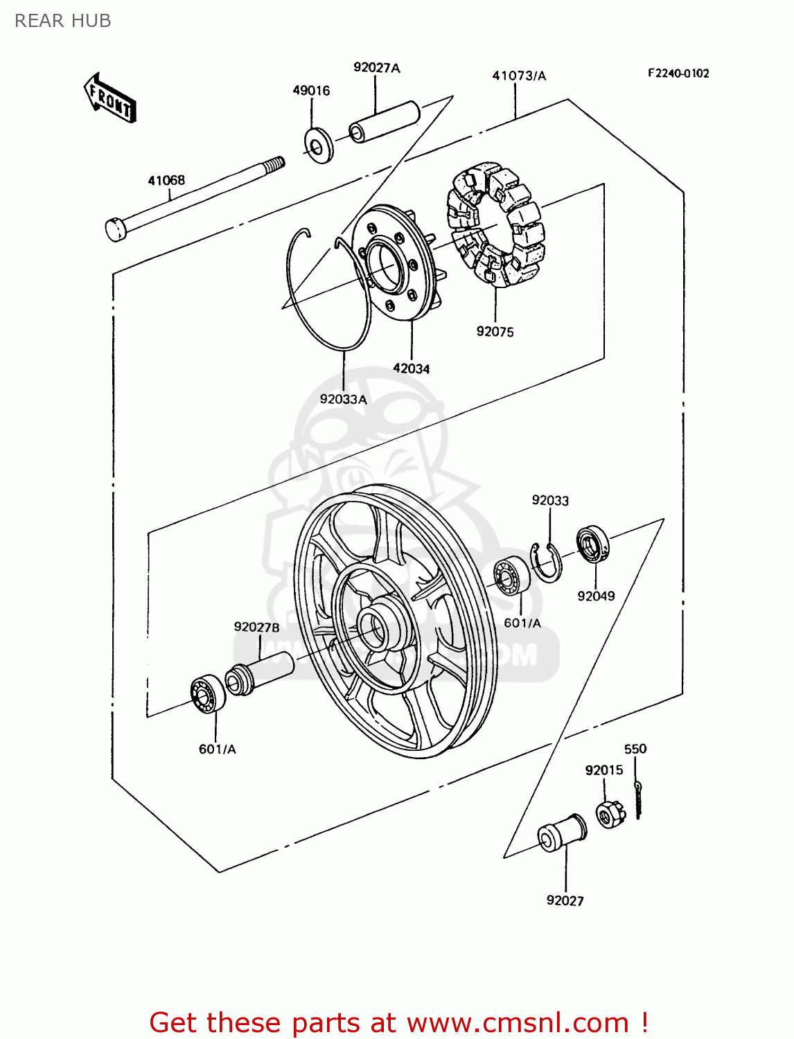 REAR HUB Z750P7 GT750 1992 EUROPE UK