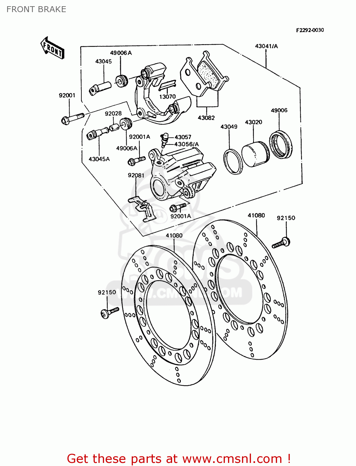 FRONT BRAKE Z750P7 GT750 1992 EUROPE UK